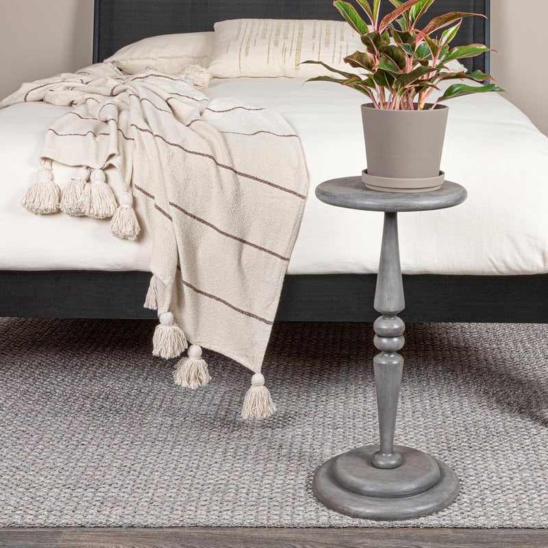 Creative Co-op Bishop Pedestal Cocktail Side Table, Dove Grey - Image 1